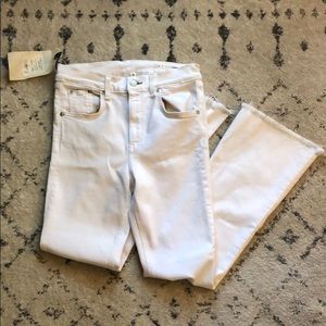NWT rag & bone white high rise raw hem ankle flare